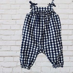 Cat & Jack Navy and White Gingham Romper, 3-6 months